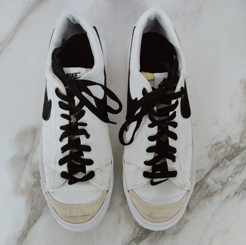 Nike Men's Blazer Low '77 Vintage White Black Canvas Sneakers, 10.5 - Picture 4 of 11